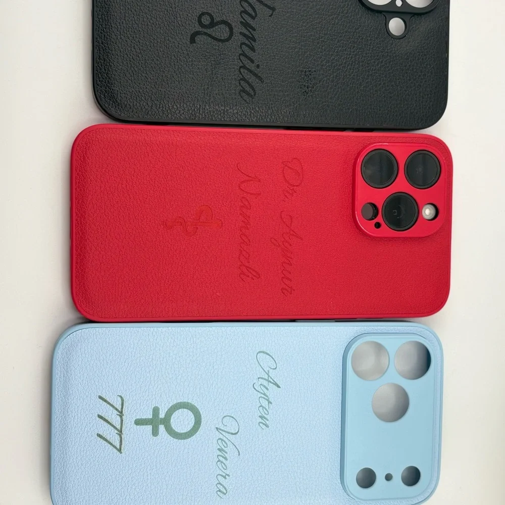 Custom Personalized Leather iPhone Case with Name & Zodiac / Symbol Engraving - Picture 7 of 8